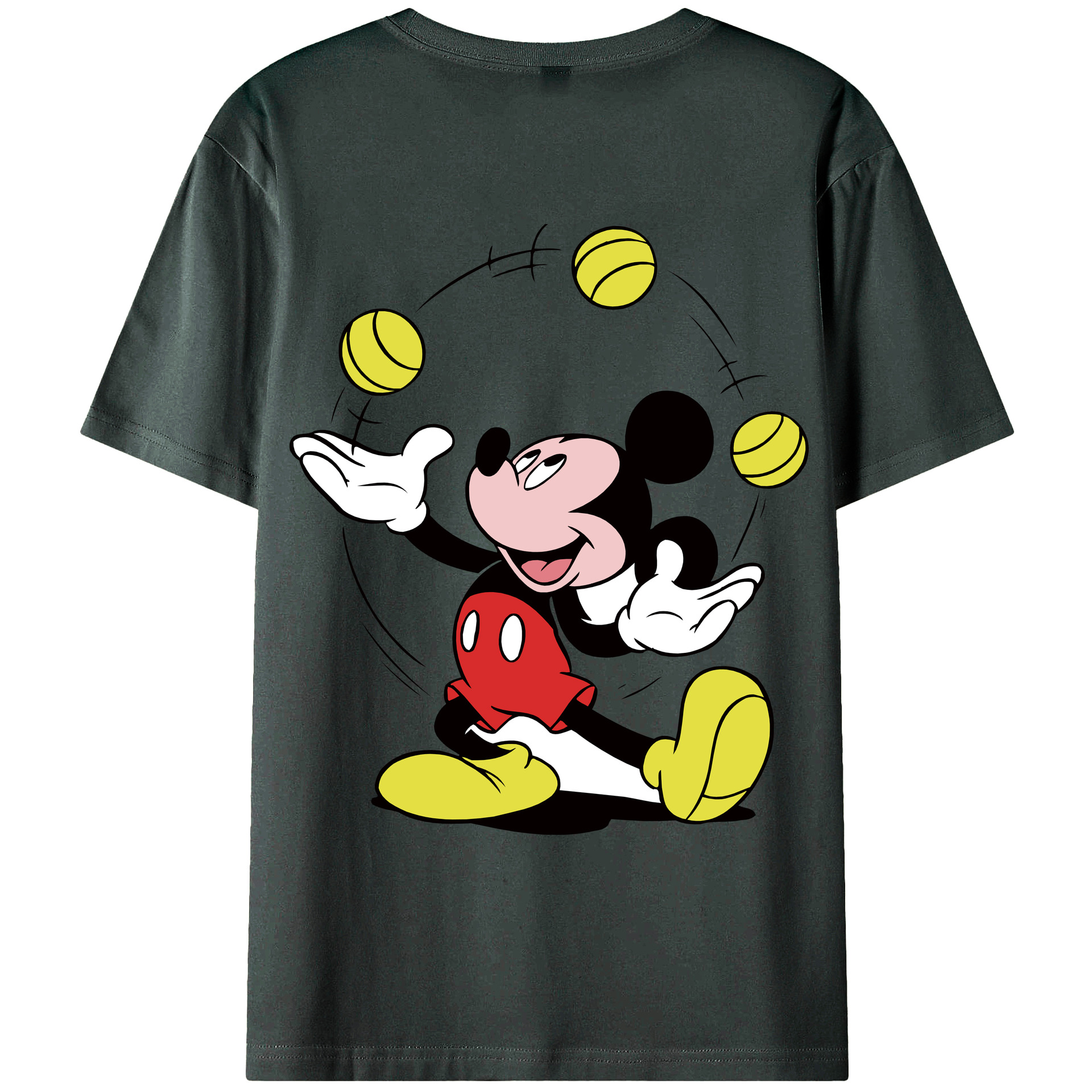 ミッキーマウス Mickey Mouse 綿100％ メンズ半袖Tシャツ（バックプリント） 通気性